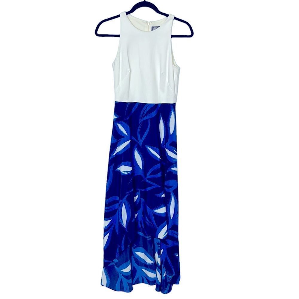 Vince Camuto Blue and White Floral High low dress women’s size 2